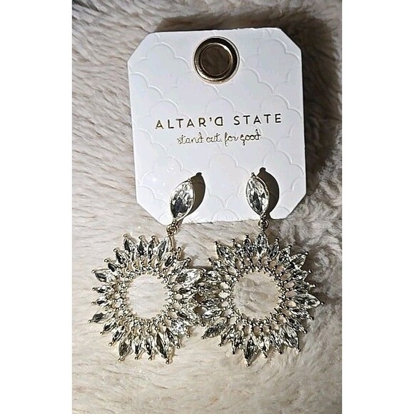 Altar'd State Jewelry - Altar'd State Rhinestone Sunburst Dangle Stud Earrings Crystal RV 29.95 NWT New